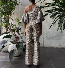 Load image into Gallery viewer, Jacquard Damask Trousers in Black and White | House of Akachi