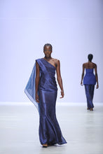 Load image into Gallery viewer, Kentai Gown, Metallic Blue, One Shoulder, Low Back House of Akachi