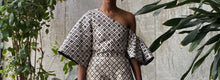 Load image into Gallery viewer, Black and White One Shoulder Jacquard Damask Top