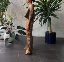 Load image into Gallery viewer, Crushed Satin Wide Leg Jumpsuit in Metallic Gold, House of Akachi