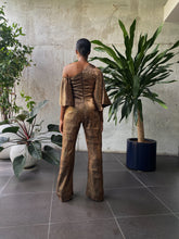 Load image into Gallery viewer, Crushed Satin Wide Leg Jumpsuit in Metallic Gold, House of Akachi