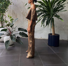 Load image into Gallery viewer, Crushed Satin Wide Leg Jumpsuit in Metallic Gold, House of Akachi
