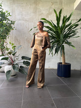 Load image into Gallery viewer, Crushed Satin Wide Leg Jumpsuit in Metallic Gold, House of Akachi
