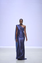 Load image into Gallery viewer, Kentai Gown, Metallic Blue, One Shoulder, Low Back House of Akachi

